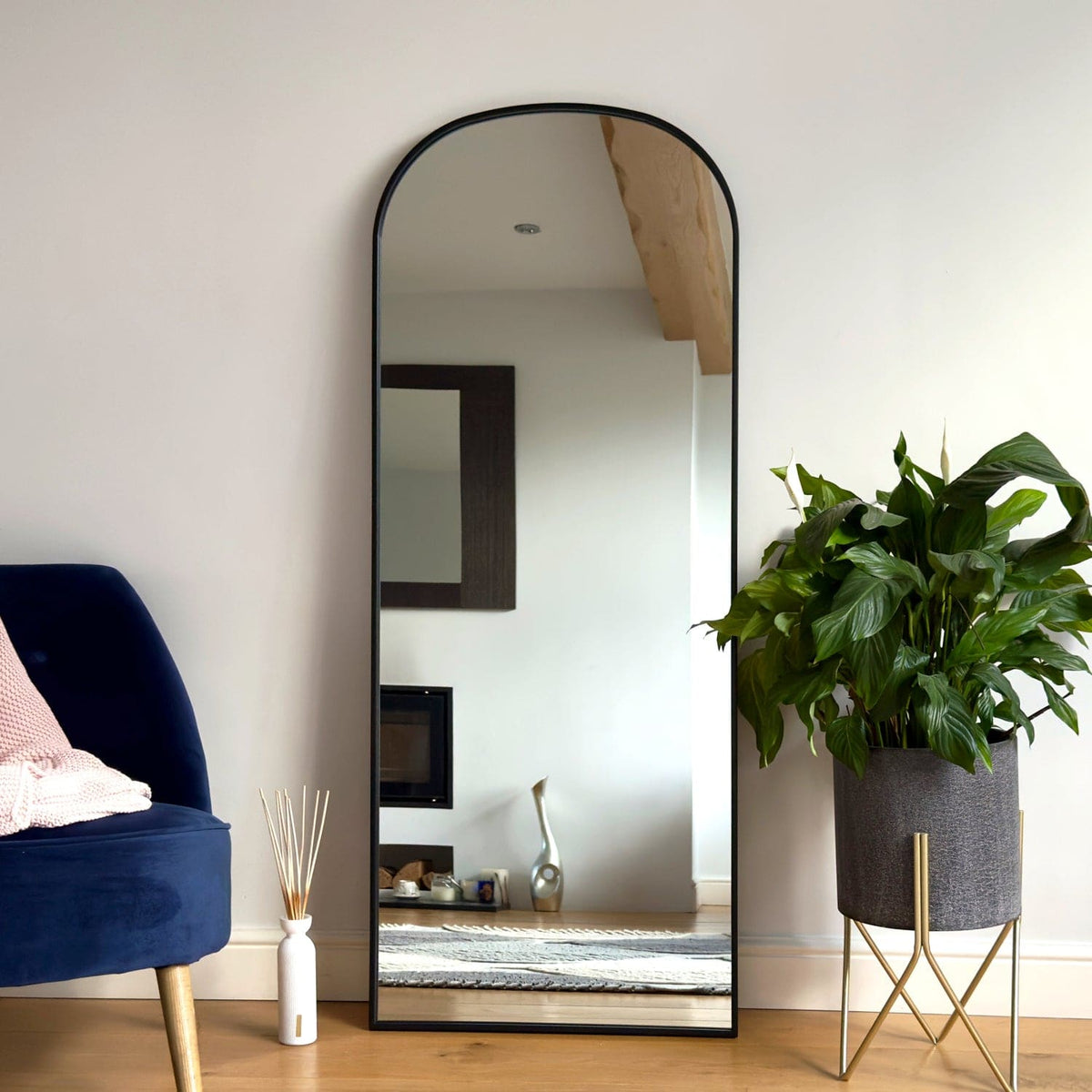 Yoko - Black Metal Gentle Arch Mirror - 150cm x 60cm