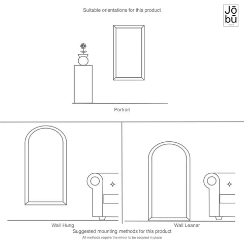 Yoko - Black Metal Gentle Arch Mirror - 180cm x 105cm - Mirror