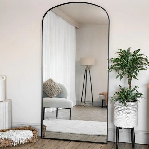 Yoko - Full Length Black Metal Gentle Arch Mirror - 180cm x 90cm - Mirror