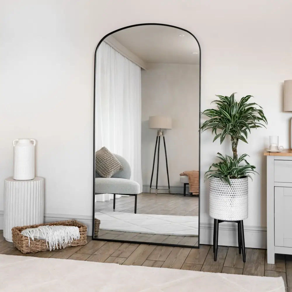 Yoko - Full Length Black Metal Gentle Arch Mirror - 180cm x 90cm - Mirror