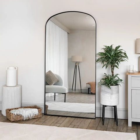 Yoko - Full Length Black Metal Gentle Arch Mirror - 180cm x 90cm - Mirror