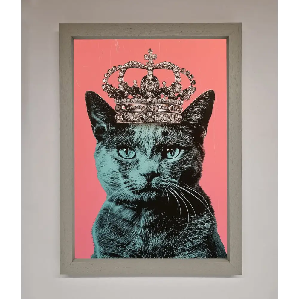 Your Majesty Cat Framed Print - A3 (29.7 x 42 cm) / Grey - Framed Print