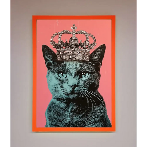Your Majesty Cat Framed Print - A3 (29.7 x 42 cm) / Neon Orange - Framed Print
