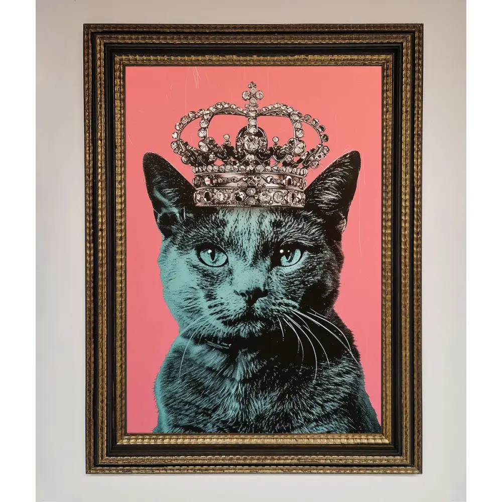 Your Majesty Cat Framed Print - A3 (29.7 x 42 cm) / Ornate Gold Black - Framed Print