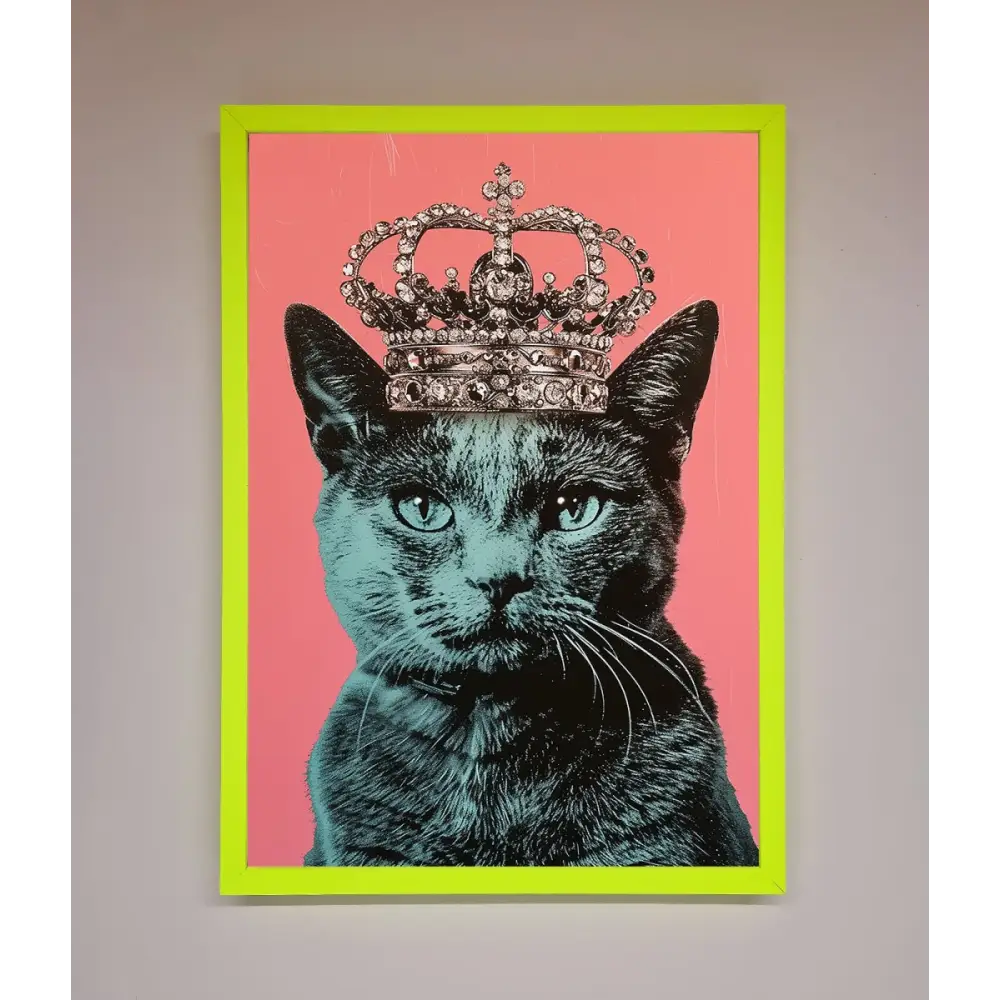 Your Majesty Cat Framed Print - B0 (100 x 141 cm) / Neon Green - Framed Print