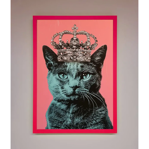 Your Majesty Cat Framed Print - B0 (100 x 141 cm) / Neon Pink - Framed Print