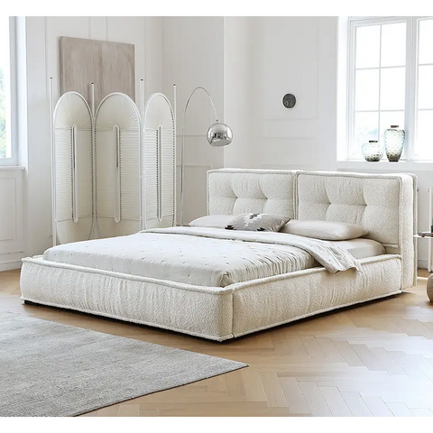 Yuki King Size Bed Super King Size No Storage White - Bed frame