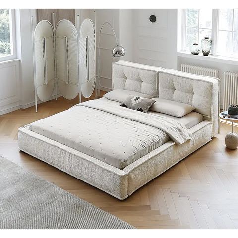 Yuki King Size Bed Super King Size No Storage White - Bed frame