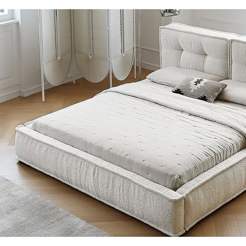Yuki King Size Bed Super King Size No Storage White - Bed frame