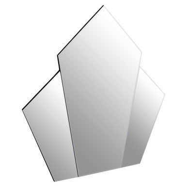 Yula art deco wall mirror with silver finish frame features three vertical black framed mirrored panels in sleek design