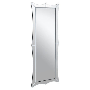 Silver-framed yula curved rectangular wall mirror with scalloped edge design perfect for stylish home decor