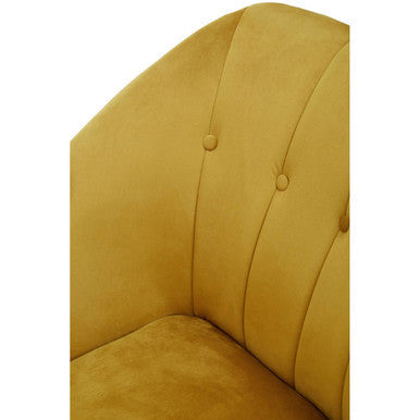 Golden-yellow yvette mustard velvet right hand chaise longue with tufted button detailing and soft velvet fabric