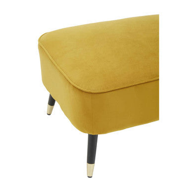 Yvette mustard velvet right hand chaise longue with mustard velvet upholstery black legs and gold tipped feet