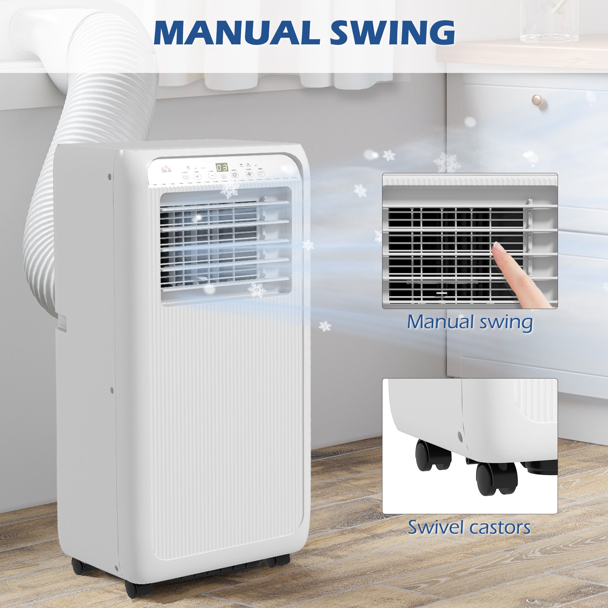 HOMCOM 9,000 BTU Mobile Air Conditioner for Room up to 20m\'c2\'b2, with Dehumidifier, 24H Timer, Wheels, Window Mount Kit