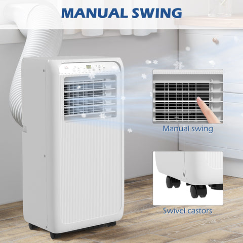 HOMCOM 9,000 BTU Mobile Air Conditioner for Room up to 20m\'c2\'b2, with Dehumidifier, 24H Timer, Wheels, Window Mount Kit