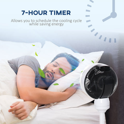HOMCOM 9'' Air Circulator Fan 3 Speed 3 Mode, 70° Oscillation 90° Vertical Tilt, Height Adjustable, Remote Controller, for Living Room, Bedroom, Office, Black and White