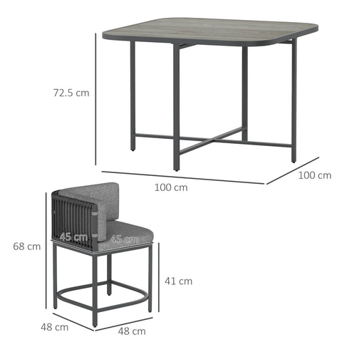 Outsunny 4-Seater Rattan Cube Garden Furniture Set with Cushions - Charcoal Grey