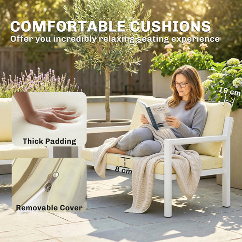 Outsunny 4 Seater Rattan Garden Furniture Set with 2 Armchairs, Loveseat, Coffee Table, Garden Sofa Set with Cushions, Brown