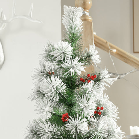 HOMCOM Indoor Christmas Tree Artificial Berry Xmas Decoration with Metal Stand and 184 Tips (5FT(150CM))