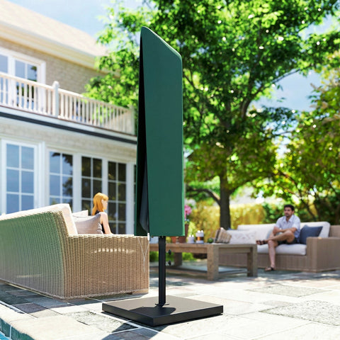 Outsunny Garden Parasol Cover, Outdoor Patio Umbrella Protector Weatherproof Garden Patio for 2-4.6m Parasol, Dark Green