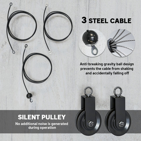 SPORTNOW Weight Pulley System, Cable Pulley System for Home Gym, Cable Machine LAT Pull Down Attachment for Biceps Curl, Tricep, Arm Workouts