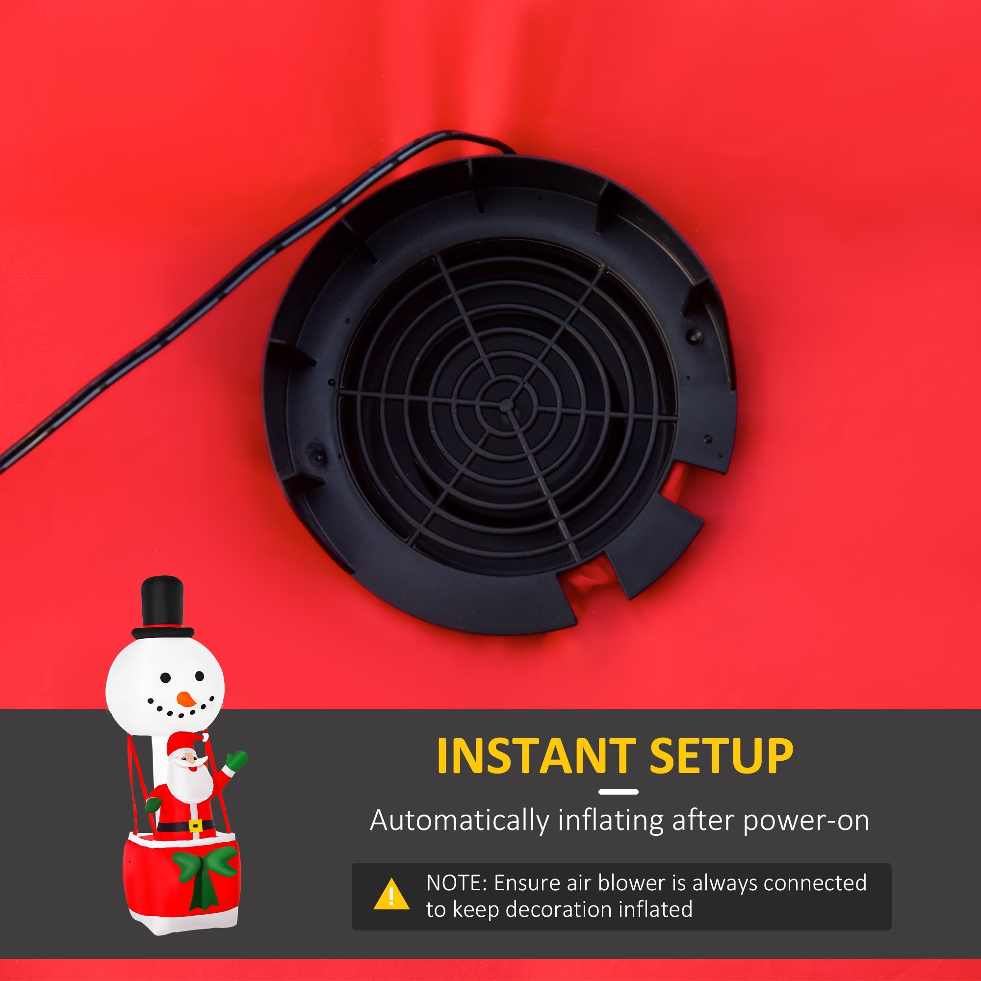 HOMCOM 8ft Christmas Inflatable Decoration with Santa Claus on Snowman Hot Air Balloon, Blow Up Xmas Decor for Outdoor Indoor with LED Lights