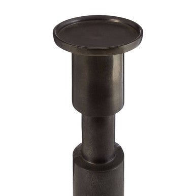 Dark bronze cylindrical table leg with flat circular top for zac medium candle holder medium candle holder base
