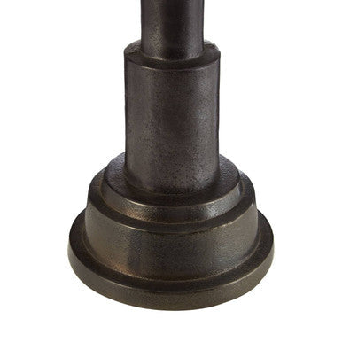 Dark bronze metal medium candle holder with tiered cylindrical design perfect for holding medium candles