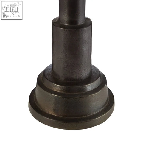 Dark bronze metal small candle holder with tiered cylindrical design perfect for small candles
