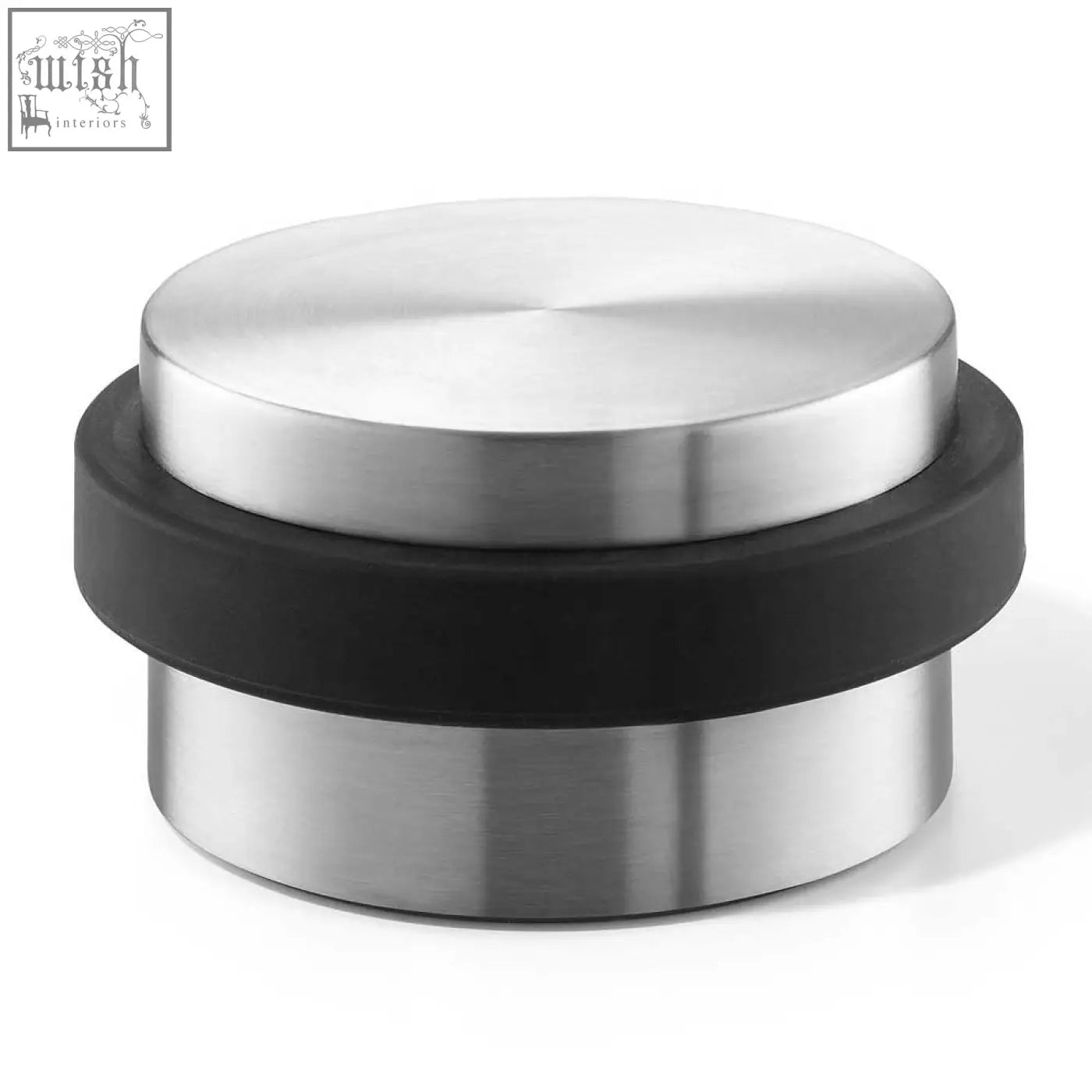 Stainless steel door stopper with black rubber band for argos door stop 50618 from zack argos collection