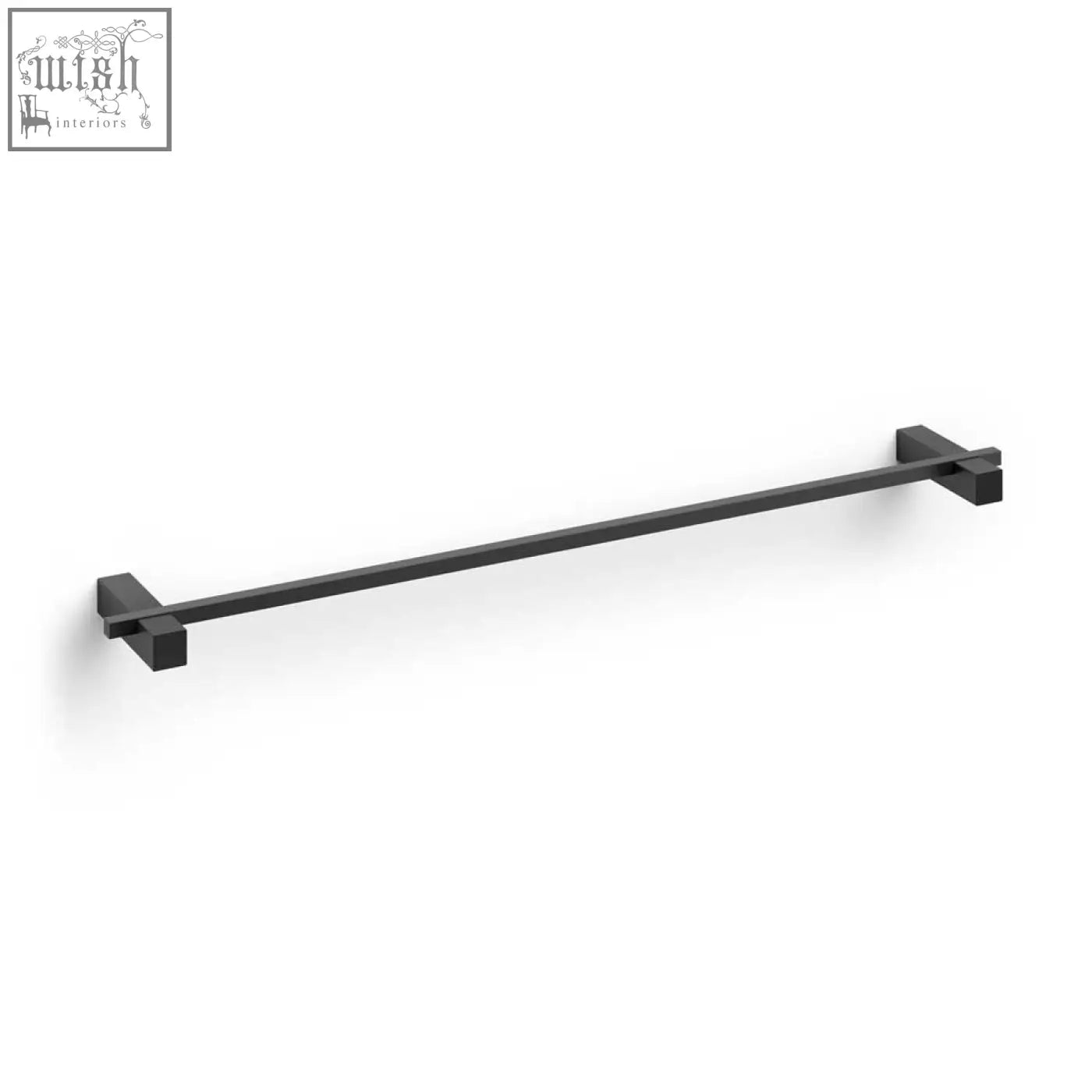 Black matte finished carvo towel rail with square-ended brackets made of powder coated stainless steel