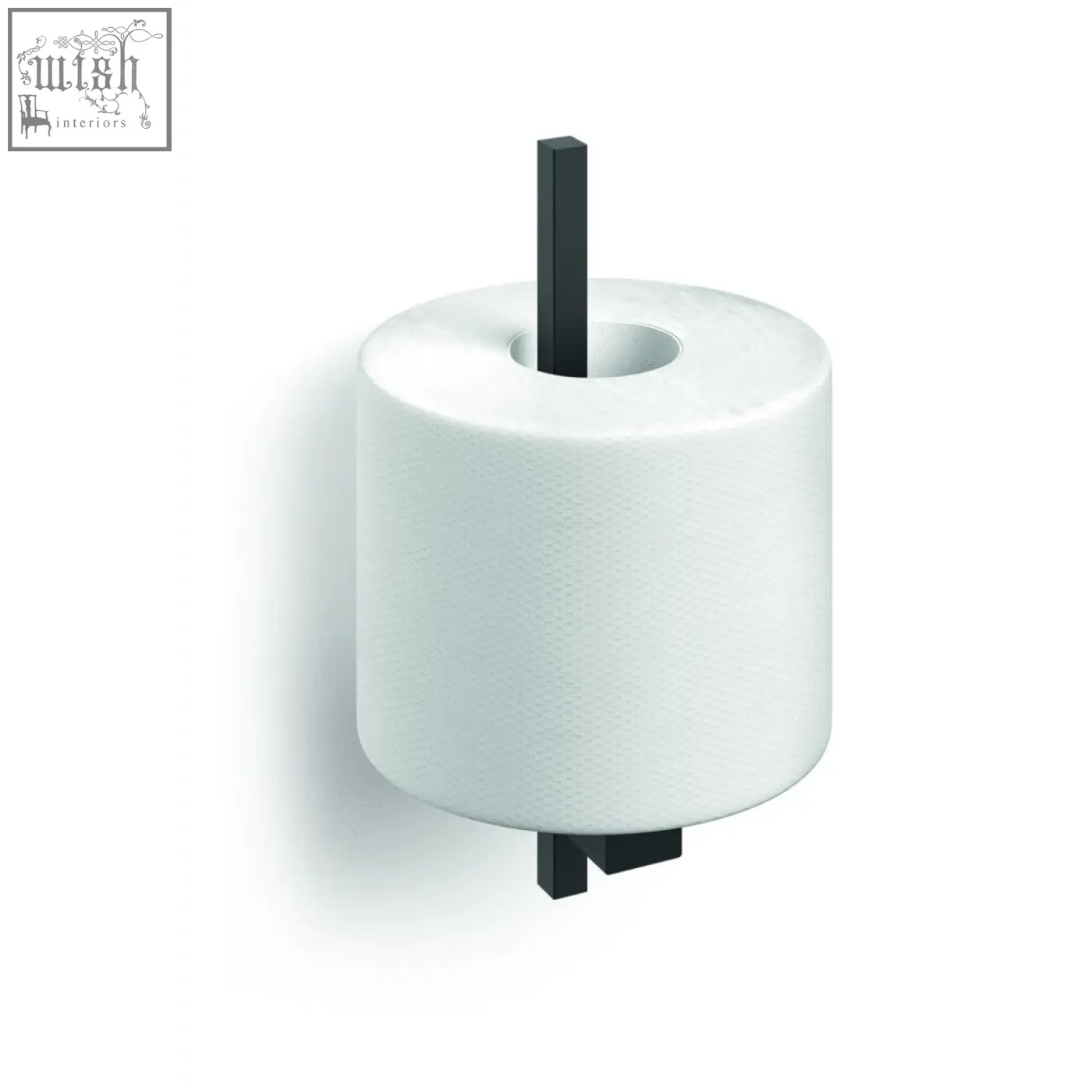 White toilet paper roll mounted on zack carvo black stainless steel spare toilet roll holder 40501