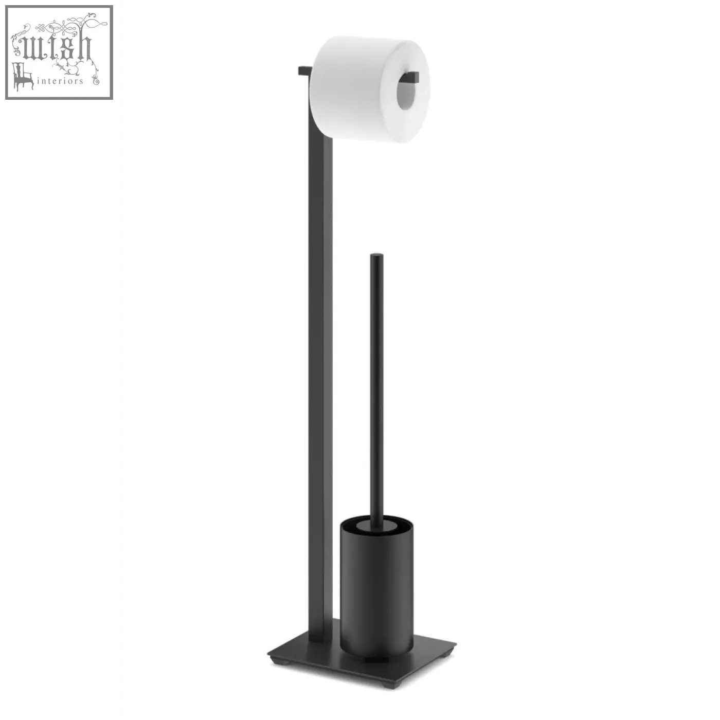 Black stainless steel carvo toilet butler with integrated brush stand and powder coated finish for bathroom use