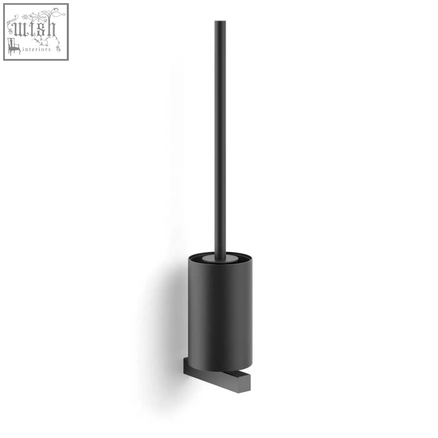 Black matte zack carvo stainless steel wall toilet brush holder with sleek cylindrical design and integrated base