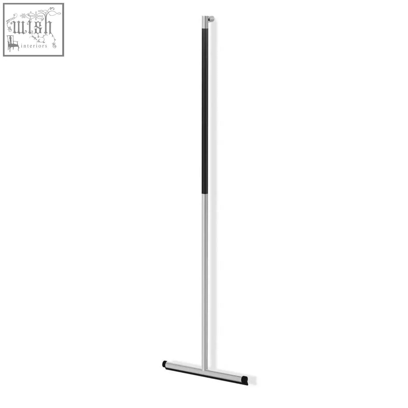 Silver and black jaz floor squeegee with long handle and rubber blade made of stainless steel for floor cleaning