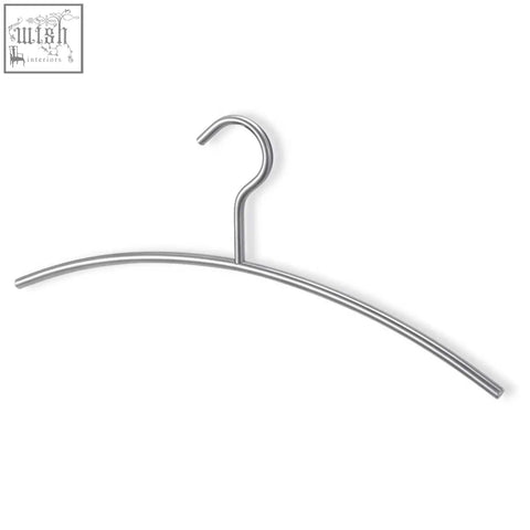 Silver stainless steel coat hanger with sleek curved design lindos coat hanger for professional use