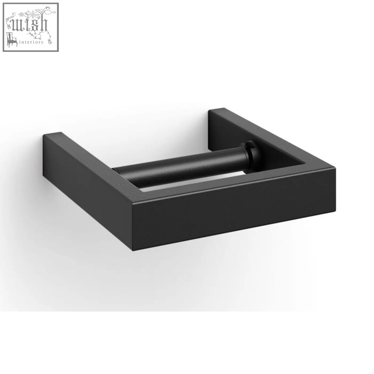 Black matte stainless steel zack linea minimalist rectangular wall-mounted toilet roll holder for bathroom use