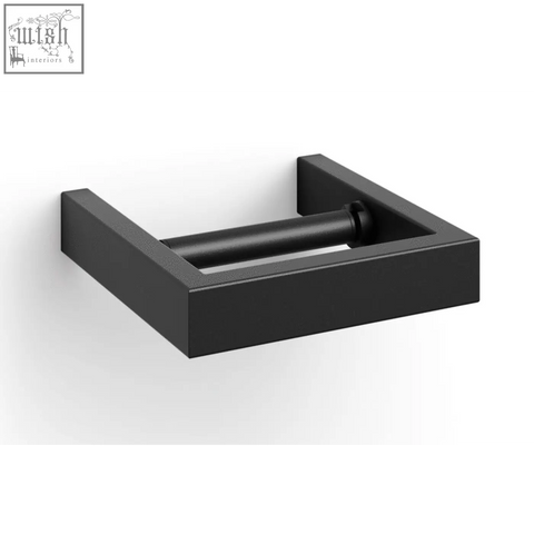 Black matte stainless steel zack linea minimalist rectangular wall-mounted toilet roll holder for bathroom use