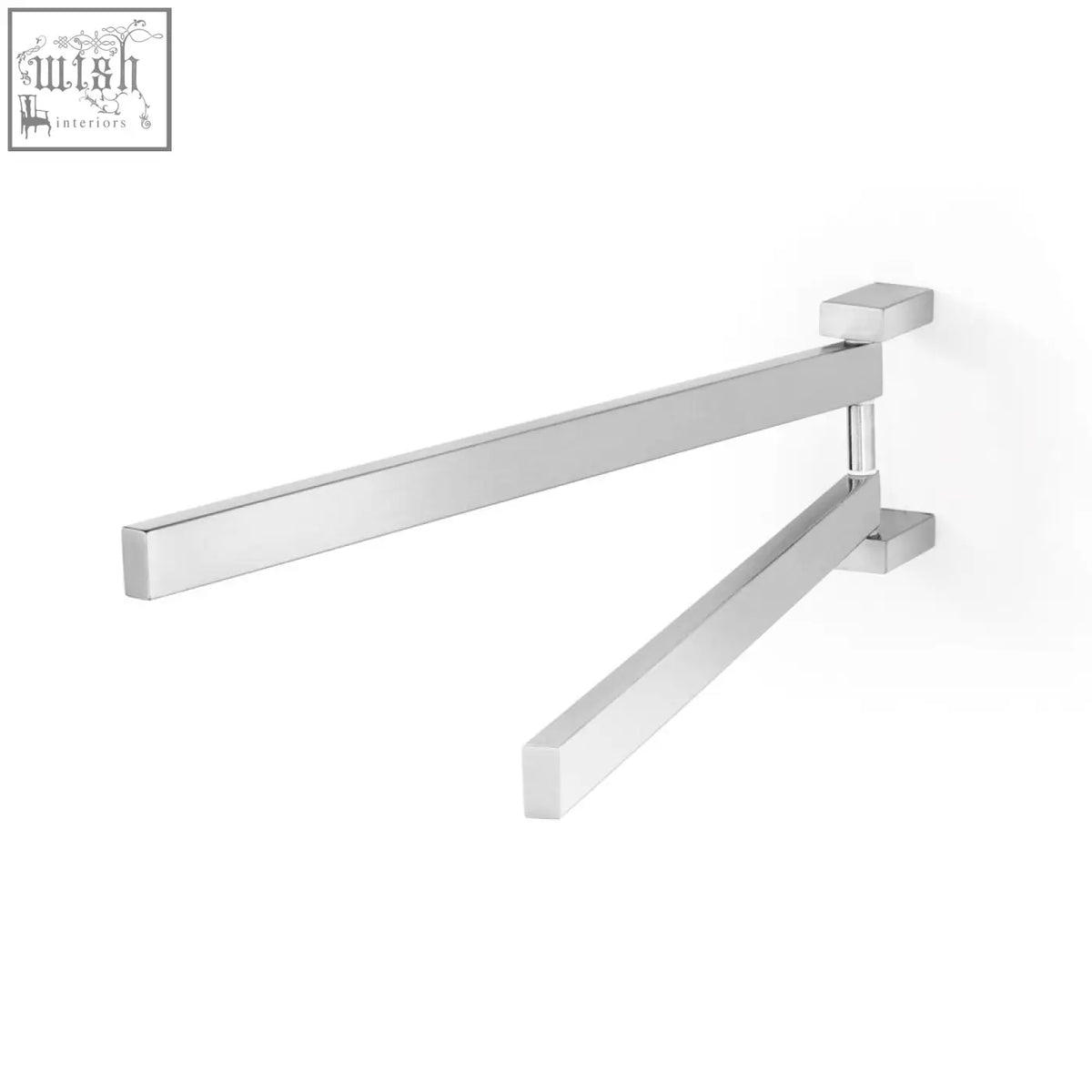 Modern chrome-finished linea towel holder with sleek angular design in brushed stainless steel for wall mounting