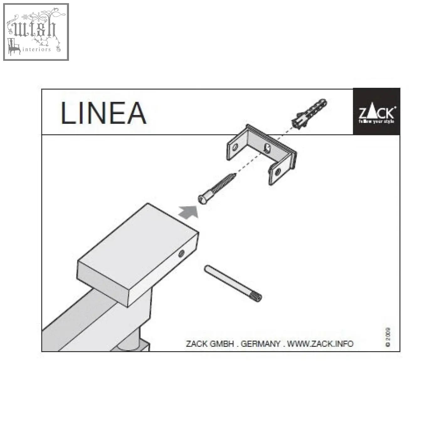 Silver metal mounting bracket for wall installation of zack linea brushed stainless steel swivel towel rail