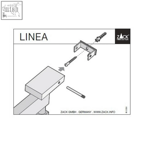 Silver metal mounting bracket for wall installation of zack linea brushed stainless steel swivel towel rail