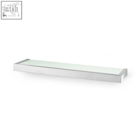 Zack linea bathroom shelf with brushed stainless steel frame and translucent glass top modern bathroom shelf design