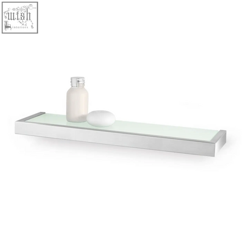 Modern chrome finished linea bathroom shelf with sleek minimalist design made of stainless steel for bathroom use