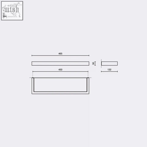 Rectangular metal drawer pull with minimalist design for Zack Linea brushed stainless steel bathroom shelf 46.5 cm