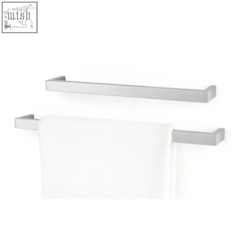Modern brushed stainless steel linea towel rail with sleek rectangular design 46.5 cm for hanging towels