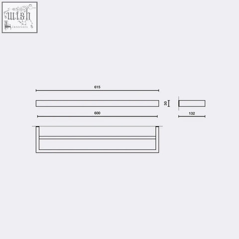 Minimalist rectangular double towel rail by Zack Linea in brushed stainless steel with clean lines and precise dimensions