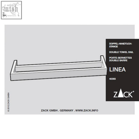 Silver zack linea brushed stainless steel 61.5 cm double towel rail with sleek minimalist design and clean lines