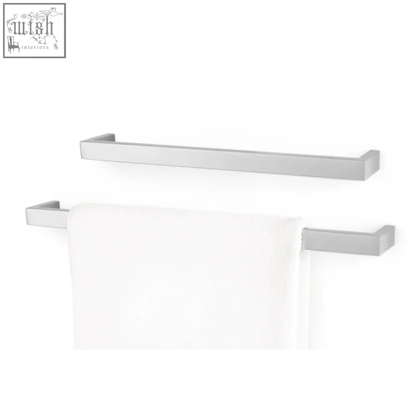 Modern linea towel rail in brushed stainless steel with sleek rectangular design for bathroom use
