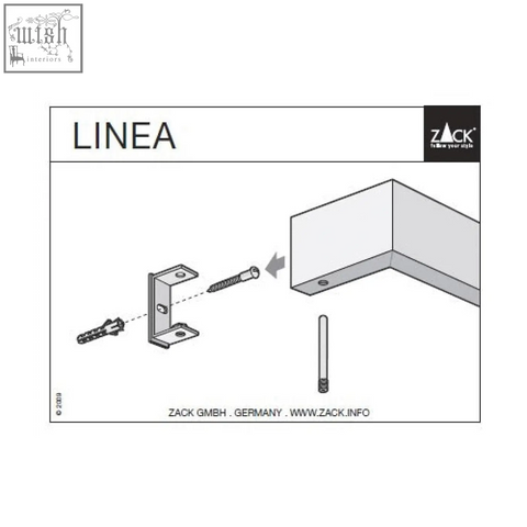 Silver metal corner bracket for wall mounting in the linea bathroom shelf by zack for brushed stainless steel bathroom shelf