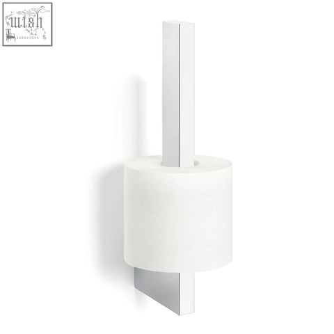 White zack linea toilet roll holder with sleek design and chrome stainless steel base for spare toilet roll use